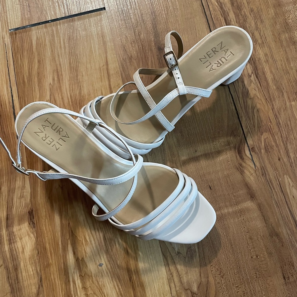 White Naturlizer Sandal Heels